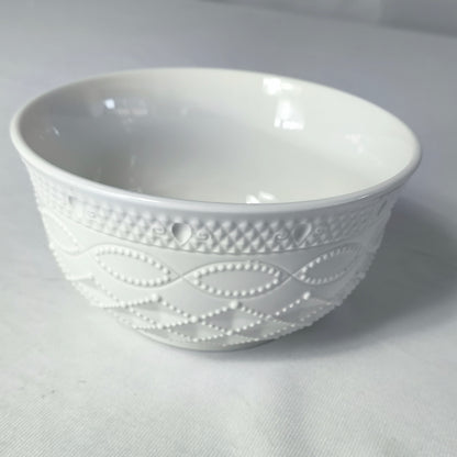 Set de Cuencos Blancos de Cerámica con Relieve Elegante – 6 Piezas 🤍