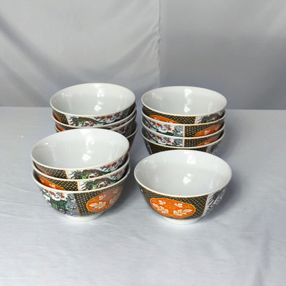 Set de Cuencos de Cerámica Oriental Decorados – Juego de 12 Piezas