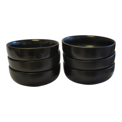 Juego de Vajilla de 24 Piezas — Gres Negro Mate