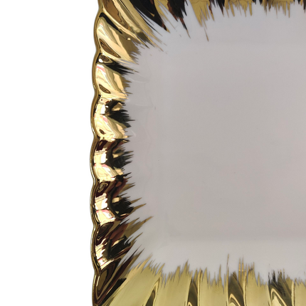 🥇 Set of 9 Rectangular Plates with Gold Rim 30cm x 17.5cm – Classic Elegance for Your Table 