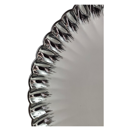 Set of 4 White Porcelain Plates with Silver Rim Size: Ø 36cm 🍽️✨ Modern and Elegant Design