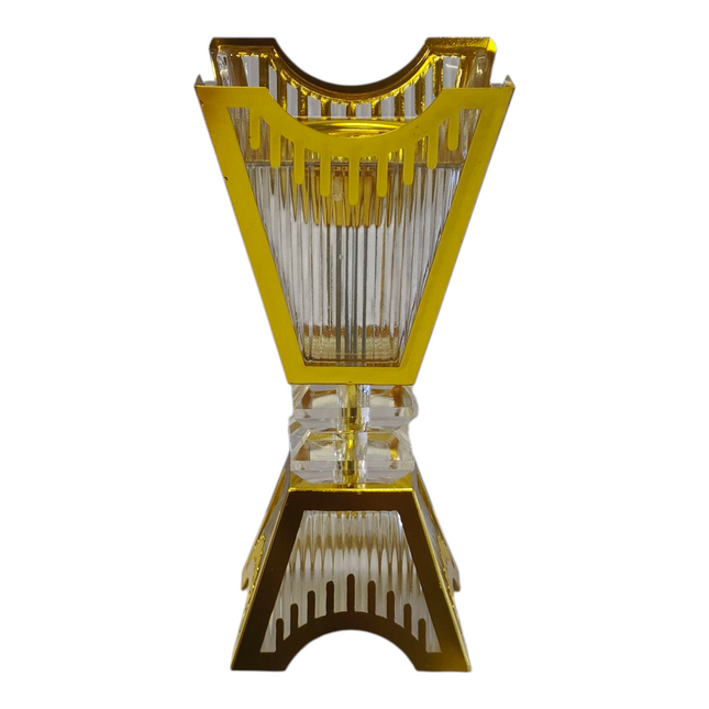 Queimador de incenso árabe de cristal dourado — Design luxuoso para bakhoor e resinas
