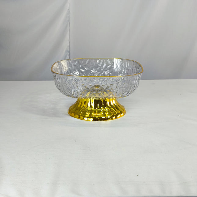 Carved Plastic Fruit Bowl with Gold Base – Elegant Centerpiece