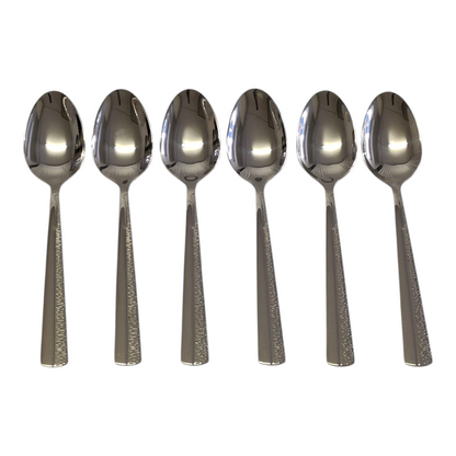 Set de 6 Cucharas de Postre – Acero Inoxidable con Mango Texturizado | Acabado Espejo