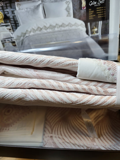 Juego de Cama para Novias "Monza" – Elegancia y Estilo Contemporáneo - COLOR ROSA PASTEL