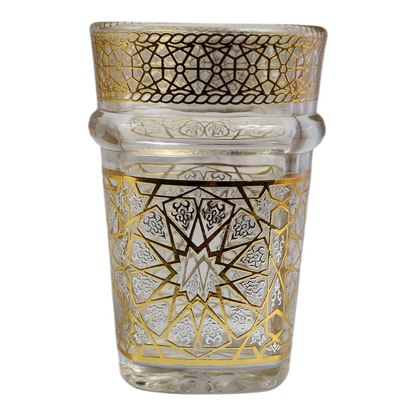 Vaso de Cristal Decorado para Té Árabe - Estilo Dorado Tallado Tradicional