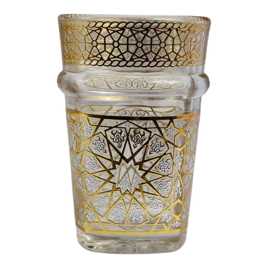 Vaso de Cristal Decorado para Té Árabe - Estilo Dorado Tallado Tradicional