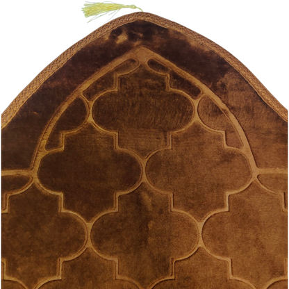 Alfombra de Rezo Sajjada Marrón Chocolate con Flecos Dorados