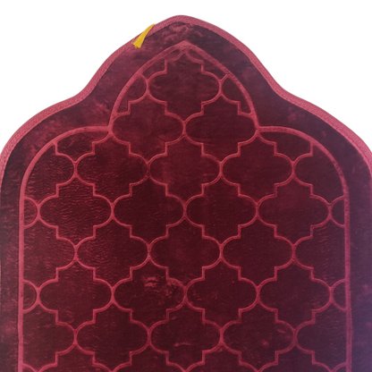 Alfombra de Rezo Sajjada Burdeos con Flecos Dorados