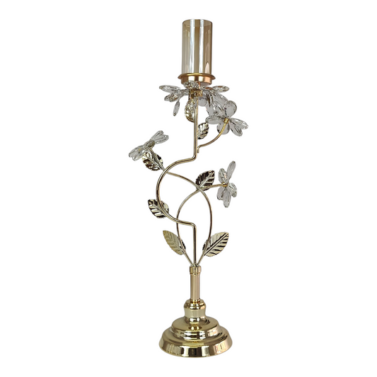 Candelabro Dorado con Detalles de Cristal y Diseño Floral Elegante 🌸✨