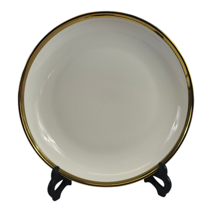 🏷 Plato Hondo de Cerámica Ø23 cm – Borde Dorado Elegante