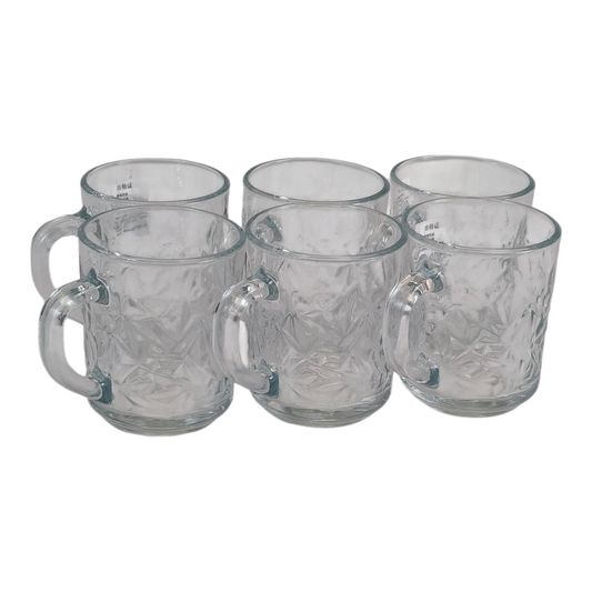 Set de 6 tazas de cristal con relieve y asa