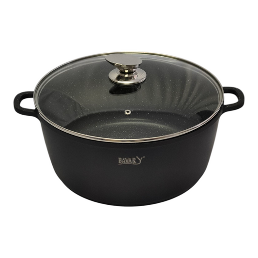 Olla Antiadherente con Tapa de Cristal Bawary — 30 cm — Apta para Todo Tipo de Cocina