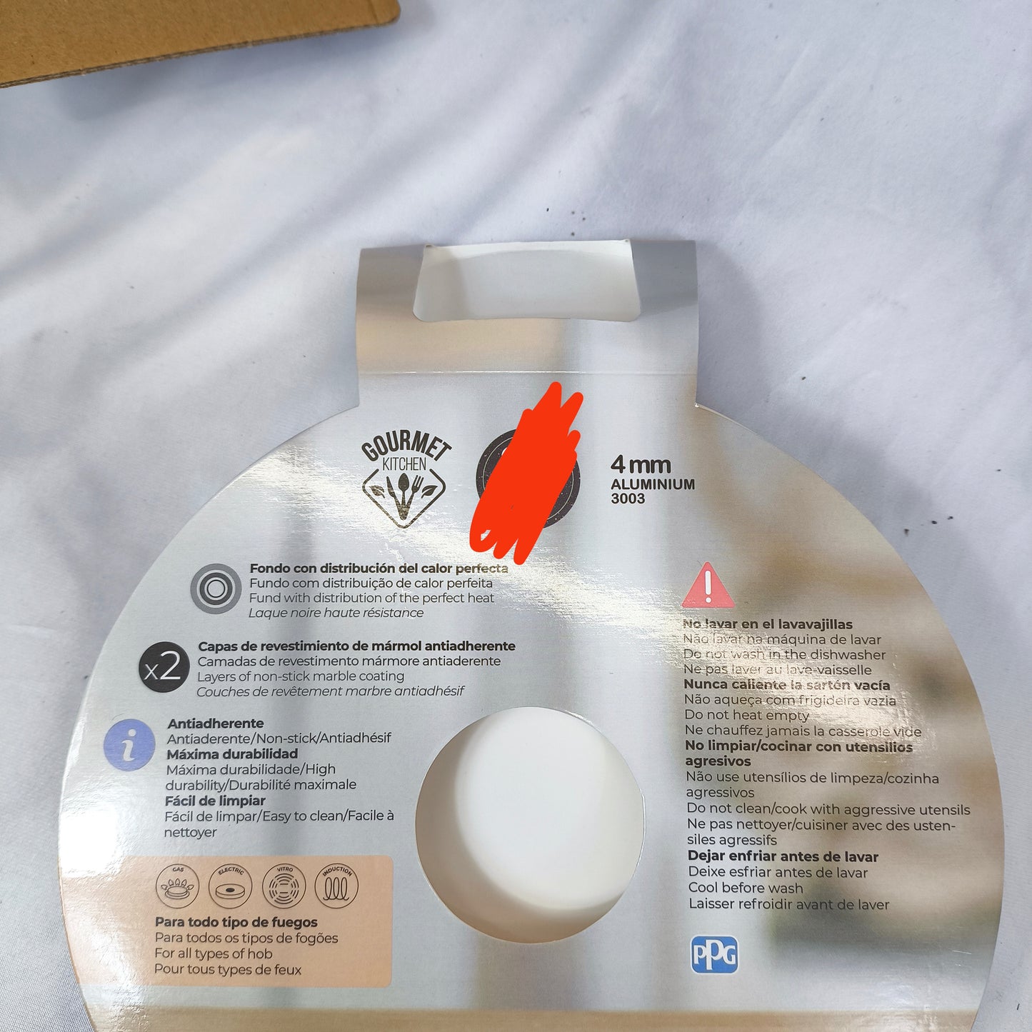 🖤 Sartén Gourmet Kitchen Eneas – Aluminio 4mm con Revestimiento Mármol Antiadherente