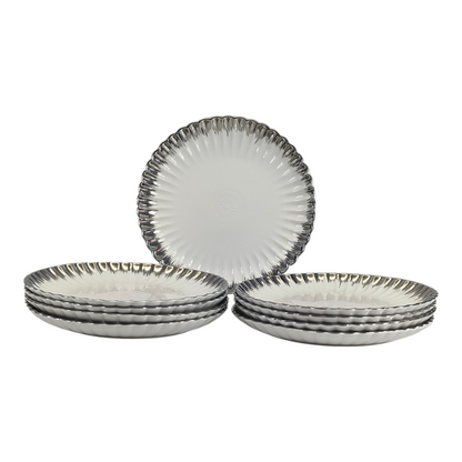 🍽️ Juego de Cerámica Ø26 cm – Pack de 9 Platos Decorativos con Borde Plateado