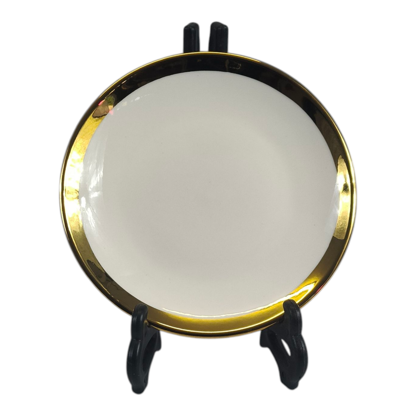 🏷 Plato de Cerámica Ø15,5 cm – Borde Dorado Elegante