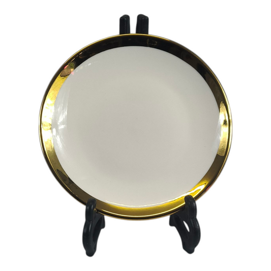 🏷 Plato de Cerámica Ø15,5 cm – Borde Dorado Elegante