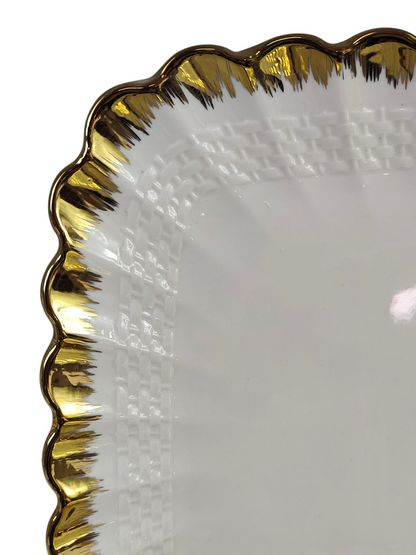 🟨 Set de 3 Bandejas Cuadradas de Cristal con Borde Dorado – Elegancia y Estilo para Servir