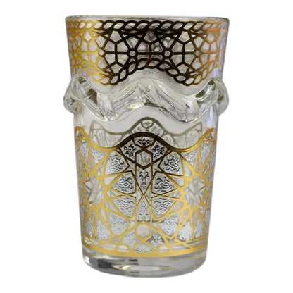 Vaso de Cristal Decorado para Té Árabe - Estilo Blanco y Dorado Elegante