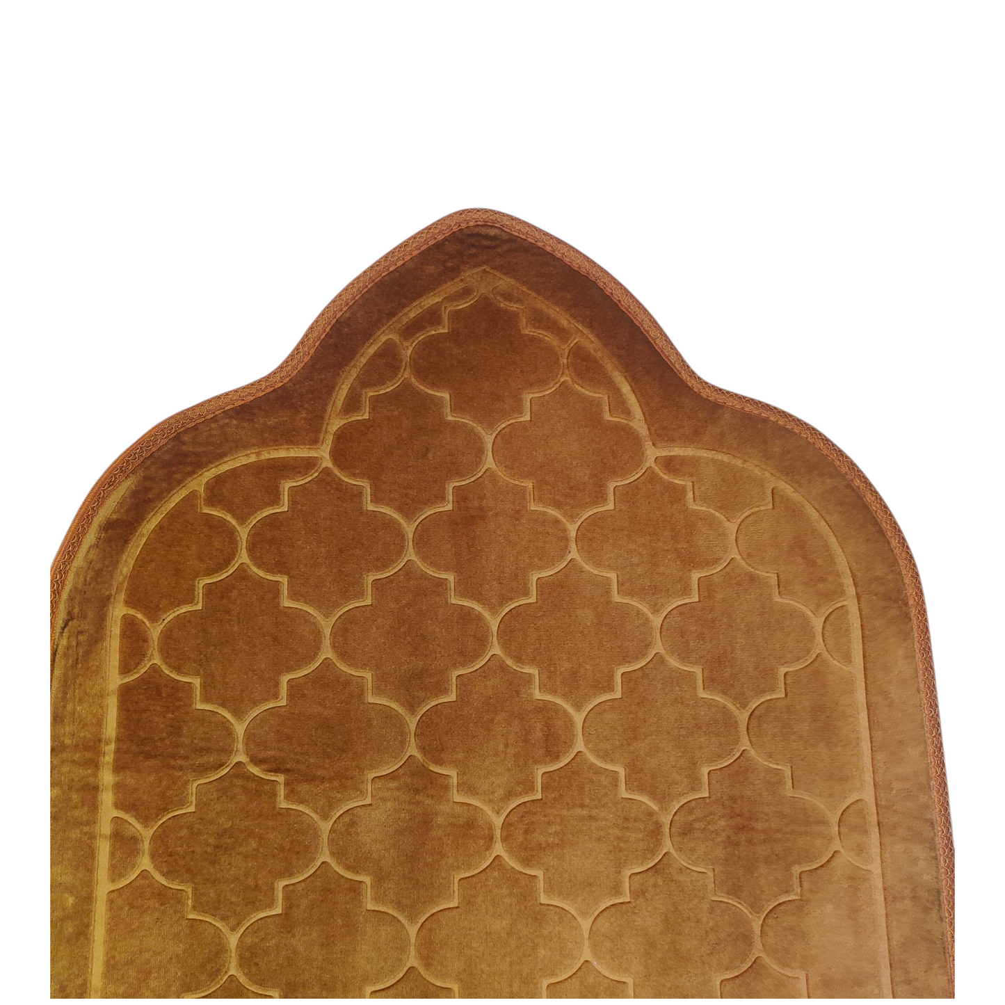 Alfombra de Rezo Sajjada Marrón Dorado con Flecos