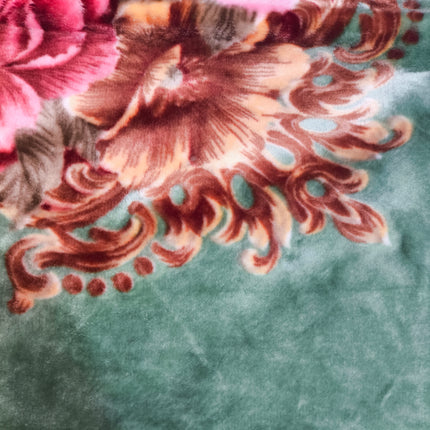 Manta de Pelúcia Verde com Flores - Extra Macia e Quente para o Inverno (200x230 cm, 4,5 kg)