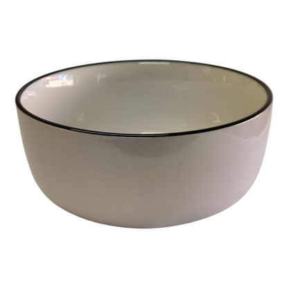 Set de 6 Cuencos de Cerámica Blanca con Borde Negro – Multiuso para mesa y cocina