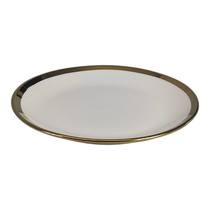 🏷 Plato de Cerámica Ø18 cm – Borde Dorado Elegante