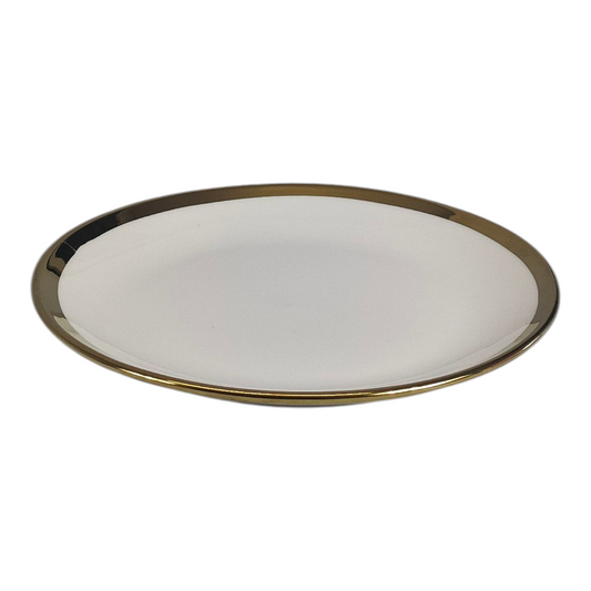 🏷 Plato de Cerámica Ø18 cm – Borde Dorado Elegante