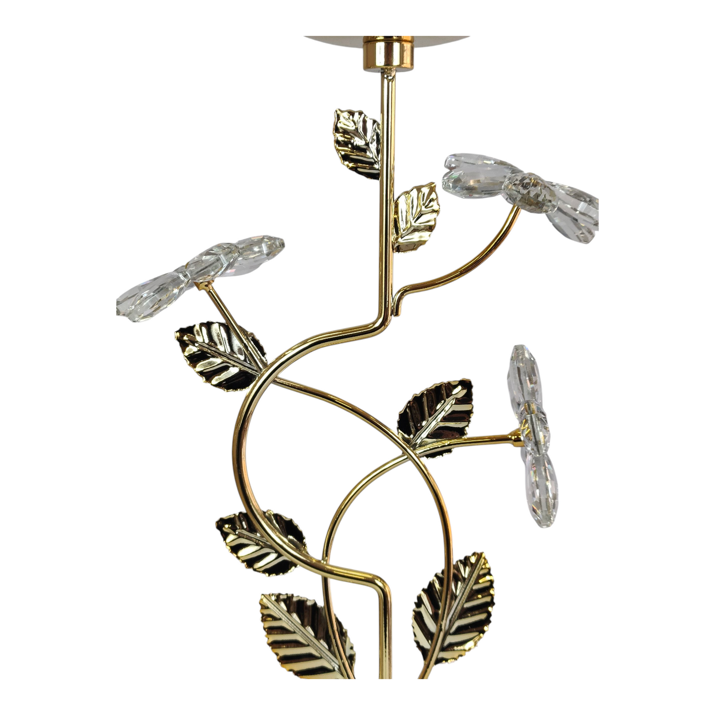 Portavelas de Cristal y Metal Dorado con Diseño Floral Decorativo