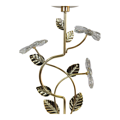 Portavelas de Cristal y Metal Dorado con Diseño Floral Decorativo