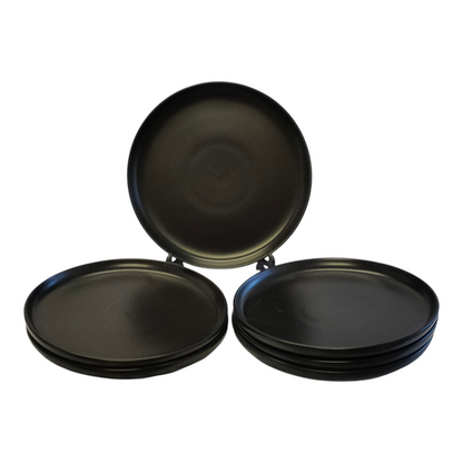 Juego de Vajilla de 24 Piezas — Gres Negro Mate