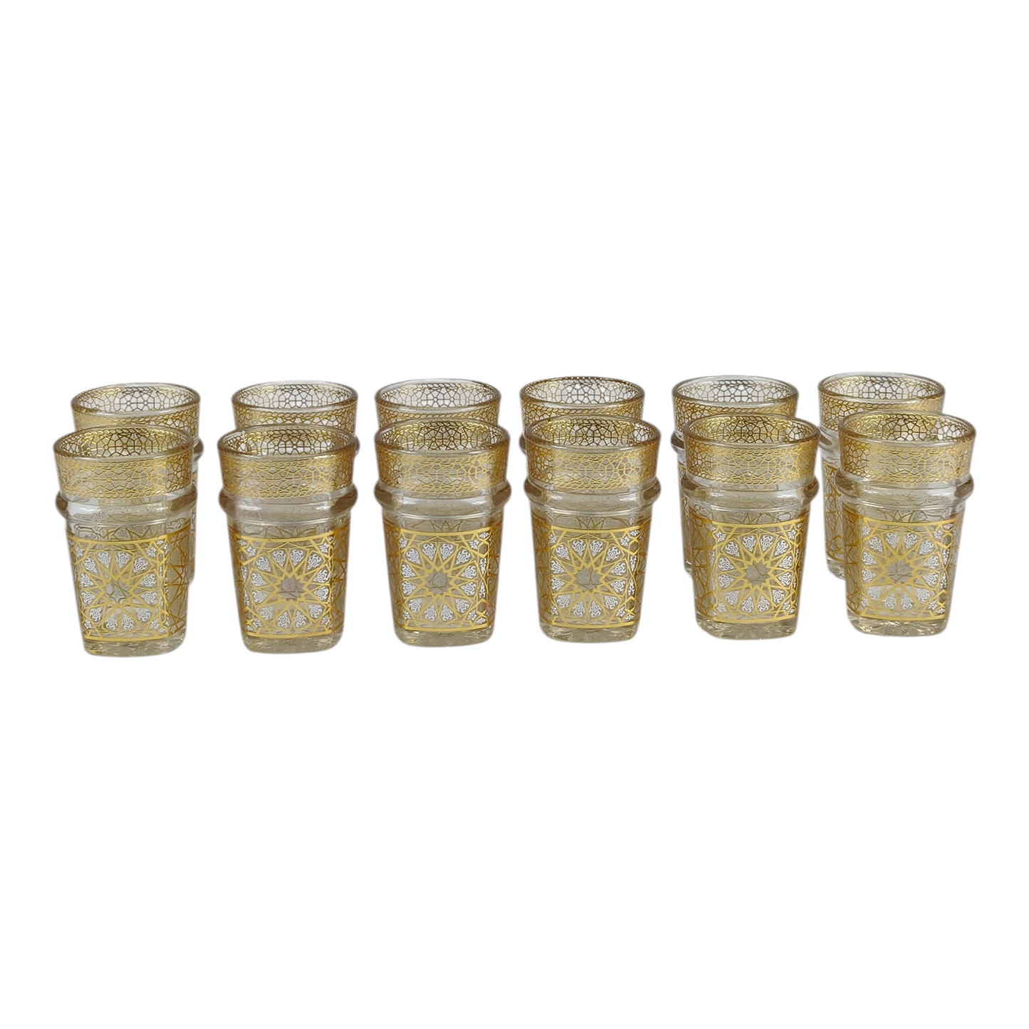 Vaso de Cristal Decorado para Té Árabe - Estilo Dorado Tallado Tradicional