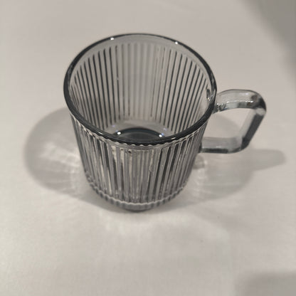 Set de 6 Tazas de Cristal Acanalado Gris Humo con Asa