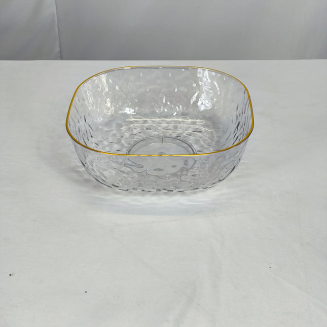 Clear Plastic Bowl with Gold Rim – Glass Effect