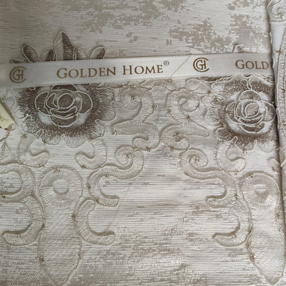 Juego de Cama de Lujo "Bologna" – Elegancia Clásica con Bordados en Relieve - COLOR CREMA