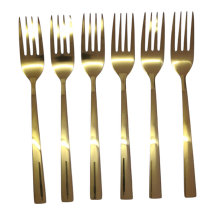Set of 6 Gold Forks – Stainless Steel | Smooth Design Mirror Finish