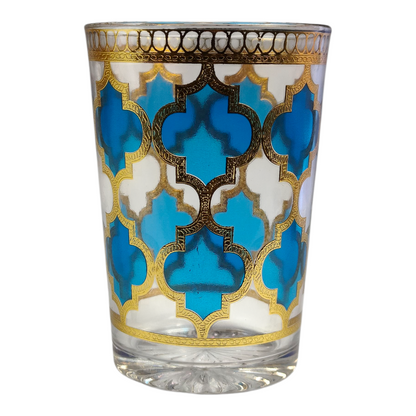Vaso de Cristal Decorado para Té Árabe - Estilo Turquesa Dorado