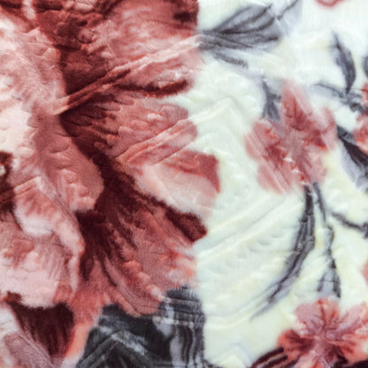 Manta de Felpa Color naranja con flores  - Extra Suave y Cálida para Invierno (200x230 cm, 4,5 kg)