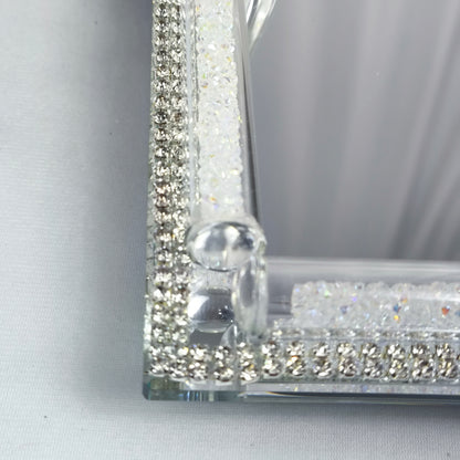 Bandeja Decorativa de Cristal con Base de Espejo y Asas de Cristal – Elegante Bandeja para Decoración o Servicio