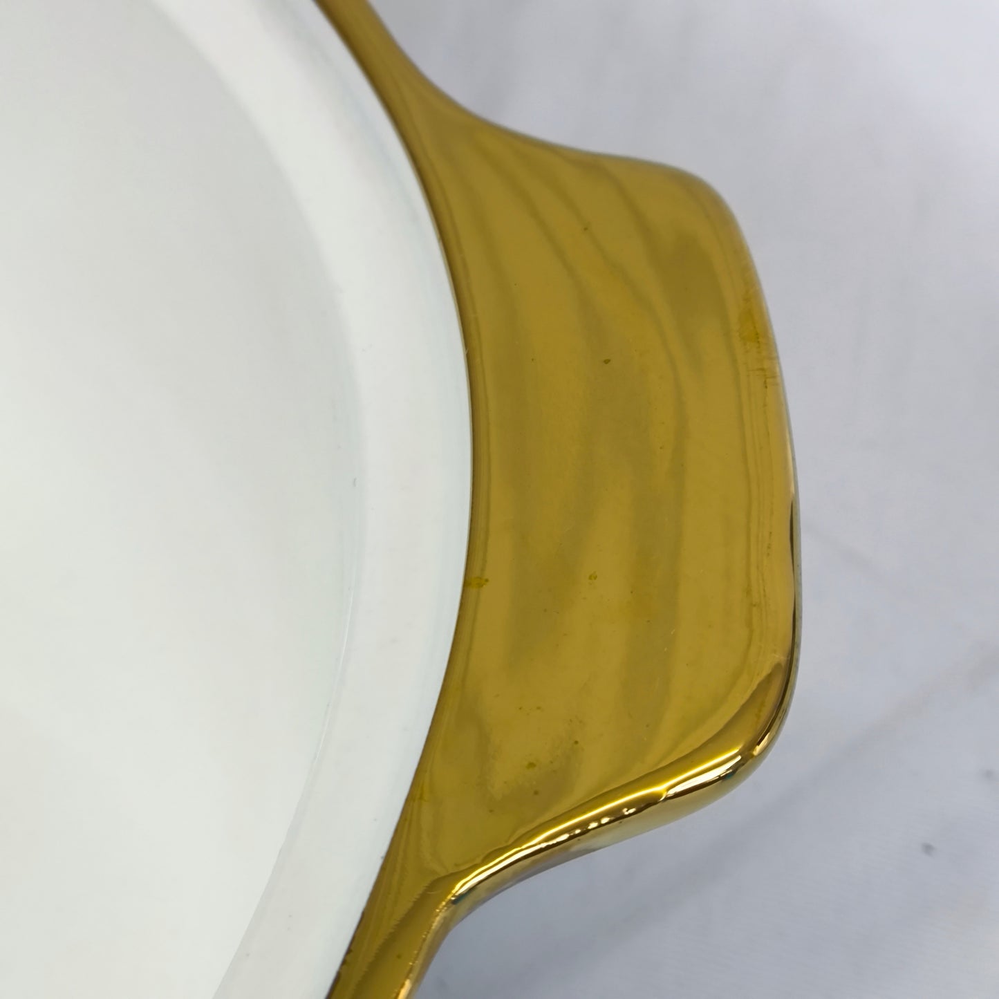 Juego de Sopera con 6 Tazones y Platillos de Porcelana Blanca con Borde Dorado 2,7L