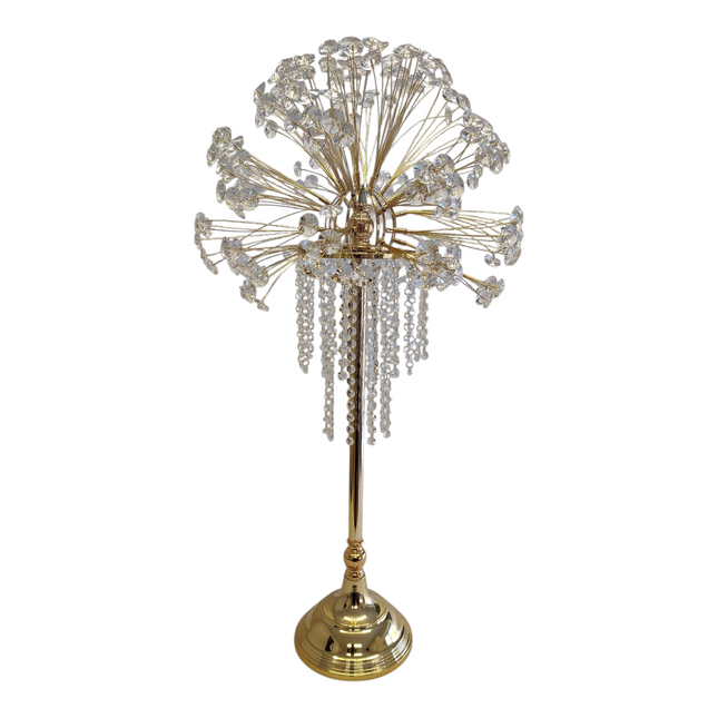 💎 Figura decorativa de mesa com cristais pendentes — Elegância dourada e brilho sofisticado ✨