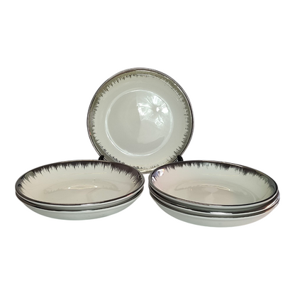 ✨ Set de Vajilla de 24 Piezas con Borde Plateado ✨