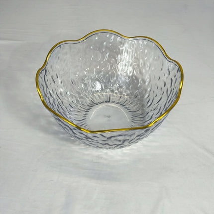 Set x3 Cuencos de PLÁSTICO Martillado con Borde Dorado – 3 Tamaños