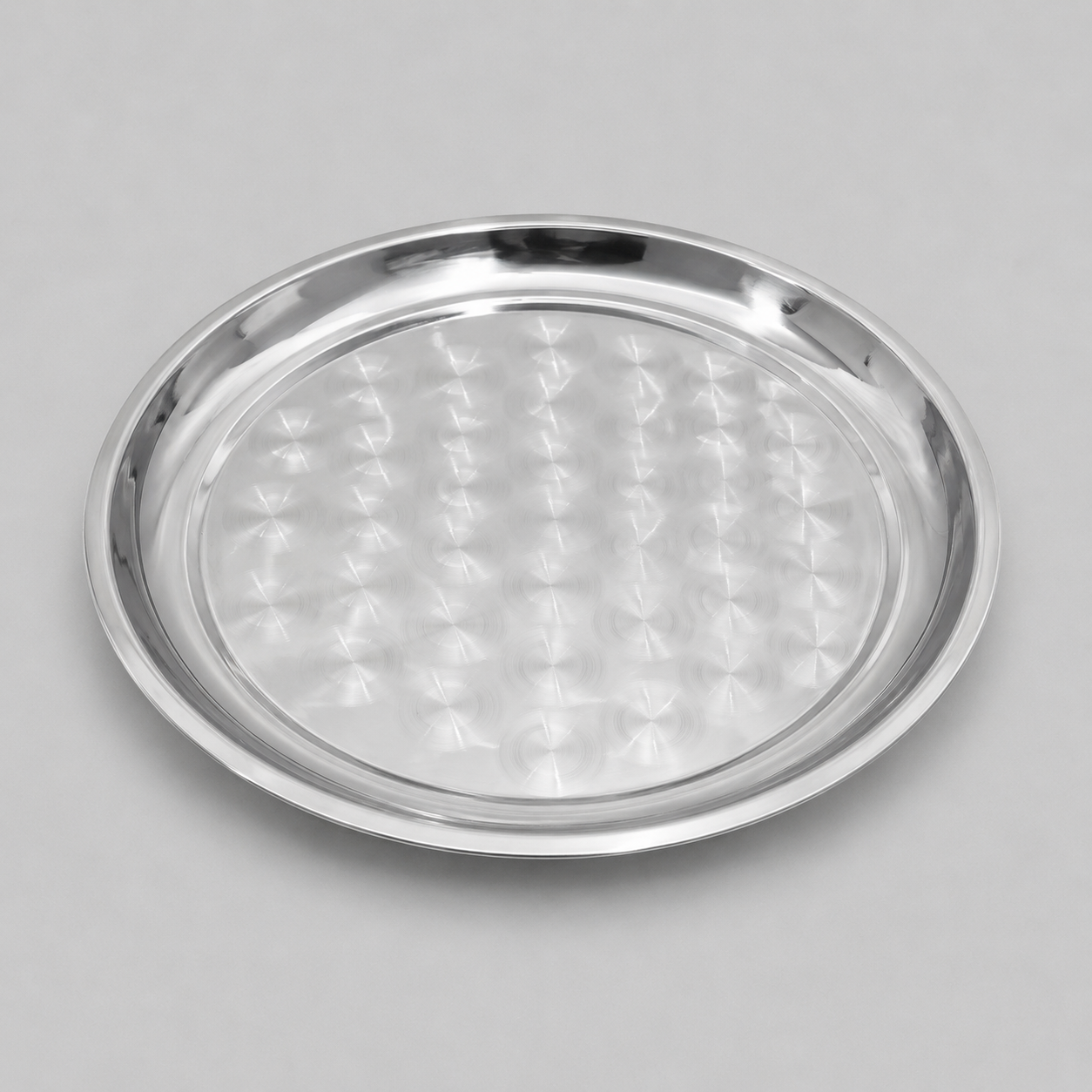 Bandeja Redonda de Acero Inoxidable Multiusos - 36cm diámetro – Resistente, Elegante y Fácil de Limpiar