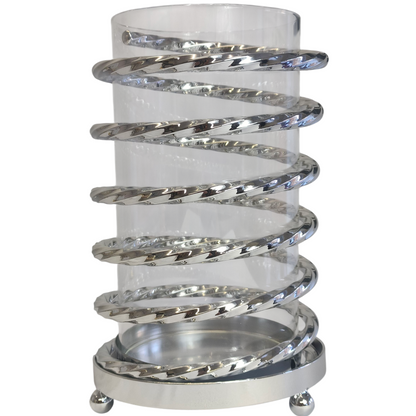 Porta-copos espiral de vidro e dourado (modelo transparente)