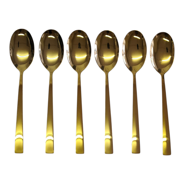 Set of 6 Gold Spoons – Stainless Steel | Mirror Finish