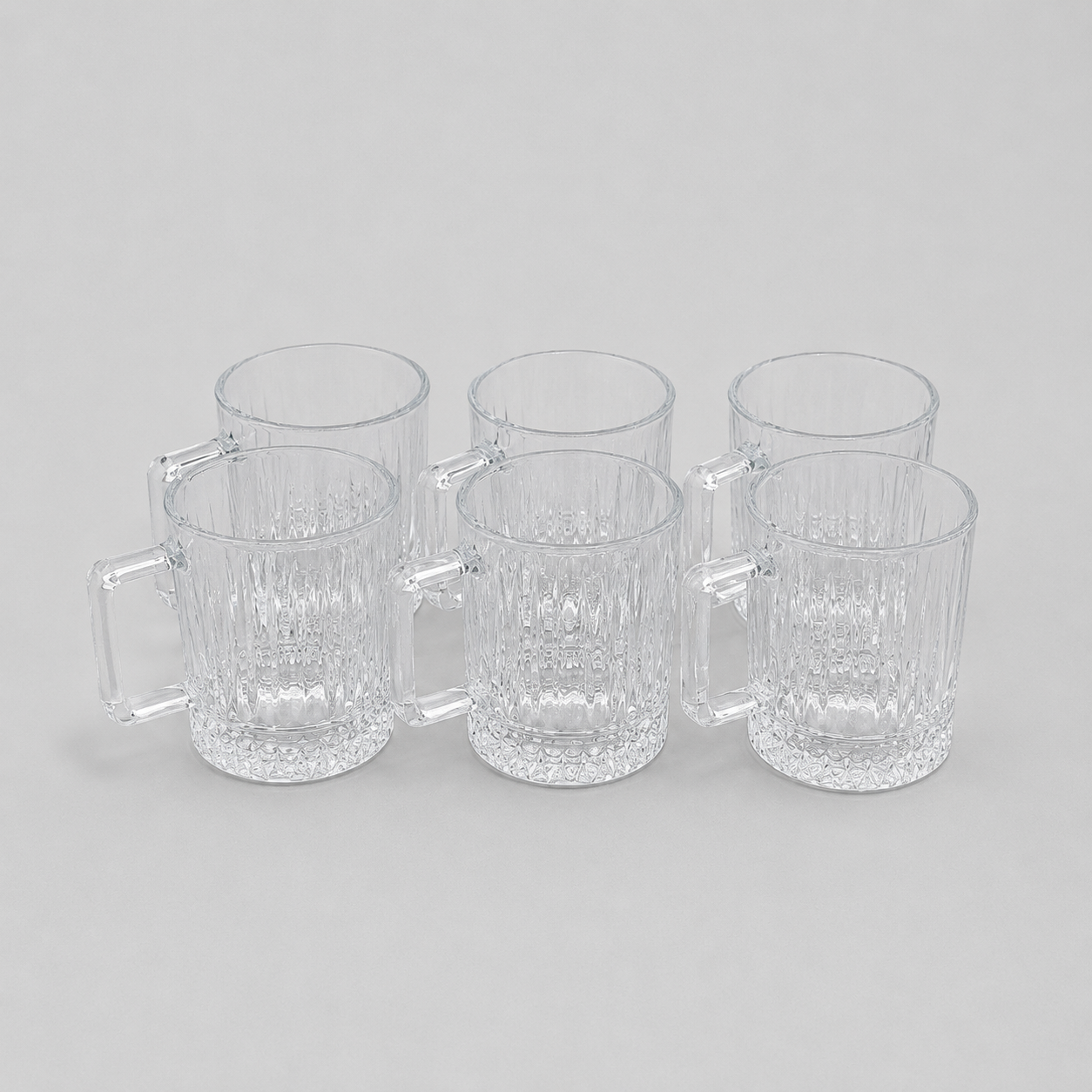 Set de 6 Tazas de Cristal con Asa – Diseño Elegante para Zumos, Café, Té e Infusiones