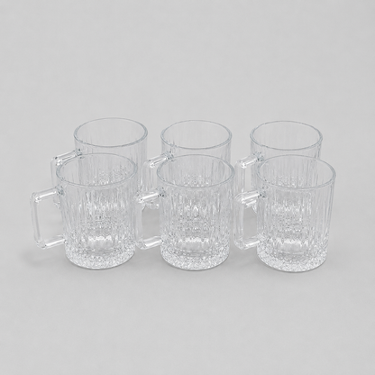 Set de 6 Tazas de Cristal con Asa – Diseño Elegante para Zumos, Café, Té e Infusiones