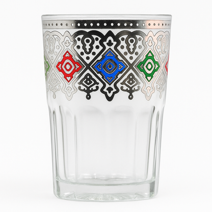 Vaso de Cristal Decorado para Té Árabe - Estilo Azul y Dorado Oriental