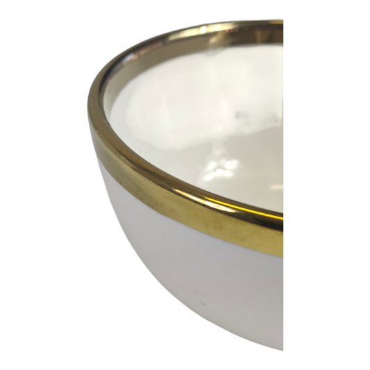 Bol de Cerámica Ø12,5 cm con Borde Dorado – Blanco Elegante